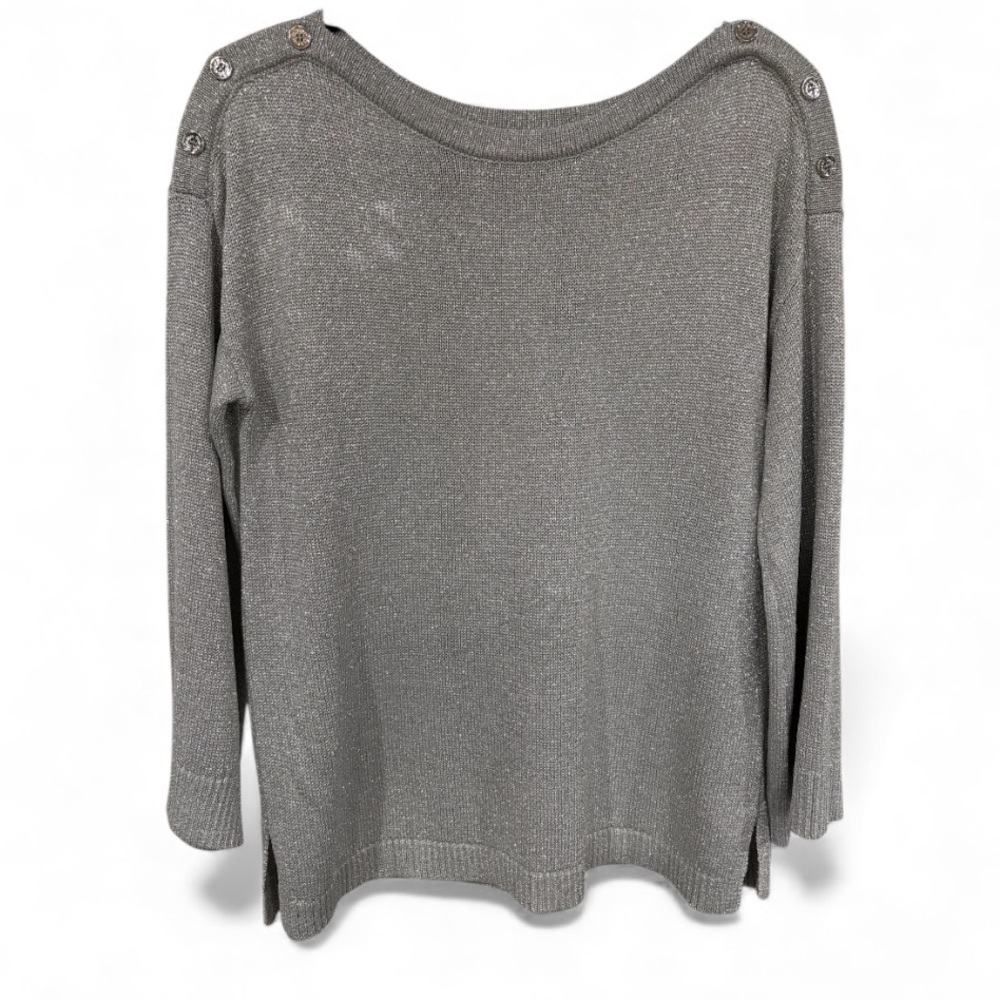 Calvin Klein Button Shoulder Metallic‎ Silver Sweater